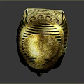 Ancient Egyptian Style Golden Headdress Mask with Black Stripes Blue and White Decorations