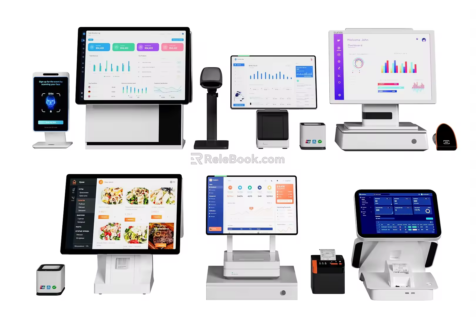 Modern cash register scanner combination cash register brush face electronic scale scan code convenience store 3d model