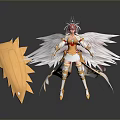 Elegant Gold And White Female Costume With White Wings Shield And Sword Accessory