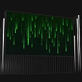 Tech Savvy Check in Display System Featuring Green Digital Rain And Silver Strips