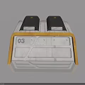 Two Black Swing Doors With Yellow Frame White Panel And Number 03 Design