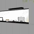 Modern Kitchen With White Cabinets Range Hood Stove Sink And Marble Countertop