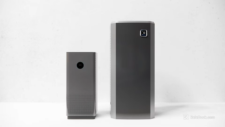 Modern Black Speakers With Minimalist Design Two Sizes Tall And Short Textured Surface White Background 3d model 