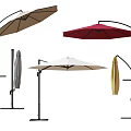 Outdoor Patio Umbrellas With Cantilever Design In Beige Red And White Colors