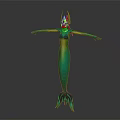 Game and Movie Character Mermaid with Green Body Colorful Headdress Outstretched Arms Blue Green Tail