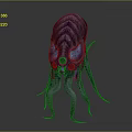 Game Movie Character Alien Creature 3D Model With Glowing Blue Eyes And Tentacles