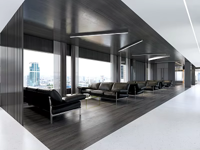 Modern Hospital Outpatient Clinic Waiting Area With Comfortable Seats And Large Windows 3d model
