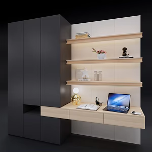 2850 wardrobe with computer desk 3d model