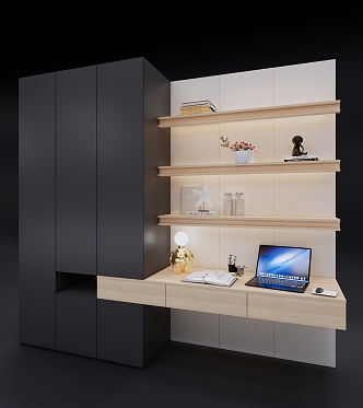 2850 wardrobe with computer desk 3d model