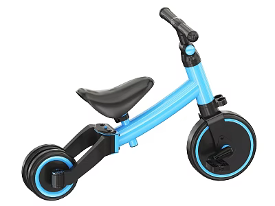 Kids' Blue And Black Tricycle With Black Seat Blue Frame And Wheels 3d model
