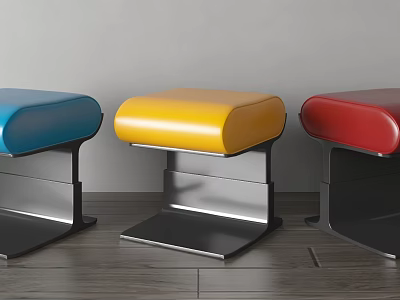 Modern Colorful Single Chairs With Curved Seats And Metal Bases 3d model