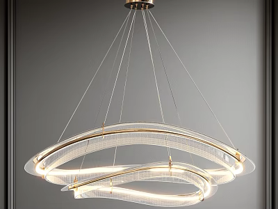 Elegant Modern Chandelier With Curved Metal Frame And Transparent Lighting Design 3d model