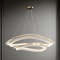 Elegant Modern Chandelier With Curved Metal Frame And Transparent Lighting Design