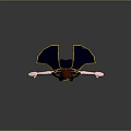 Elegant 3D Female Character in Purple Black Robe with Golden Accents as Magical Creature