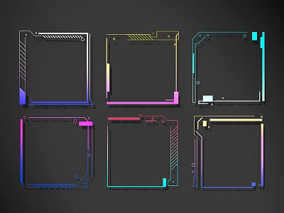 Colorful Geometric Line Borders With Various Decorative Patterns And Design Elements 3d model