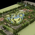 Serene Detached Villas Surrounded By Lush Trees Pond Green Area And Roads