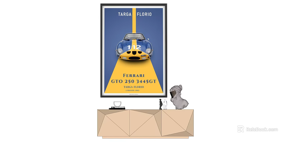 Vintage Ferrari GTO 250 Targa Florio 1962 Racing Poster Wall Art 3d model 