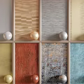 Multiple Colored Interior Wall Panels With Various Textures And Metallic Decorative Balls