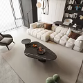 Modern Sofa Coffee Table Combination Leisure Chair Carpet Floor Lamp 3d model