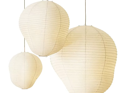 White Paper Lantern Pendant Lights Hanging As Decorative Ceiling Lighting Fixtures 3d model