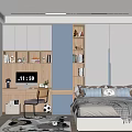 Modern Kids Room Interior Design With Bed Desk Bookshelves Cabinets And Rug