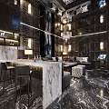 Modern KTV Interior Design With Marble Bar Sofa And Chandeliers 3d model