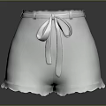 Lightweight Stylish White Shorts Featuring Bowknot Belt And Ruffled Hem Design