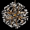 Modern Downlight Spotlight With Golden Metal Structure And White Dandelion Shaped Lampshades