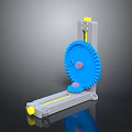 Mechanical Gear Adjustment Hardware Tools With Blue Gear Yellow Knobs And Gray Base