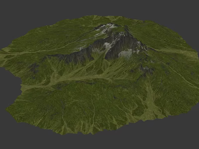 Scenic Mountain Landscape Featuring Lush Green Vegetation And Snowy Peak Ridges 3d model