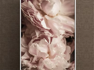 Detailed Botanical Painting Showcasing Vibrant Pink Peonies in Full Bloom 3d model