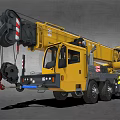 Yellow Crane Truck With Extended Arm And Heavy Duty Hook For Construction