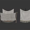 Light Gray Fabric Screens With Wooden Frames And Decorative Fringes For Scene Components