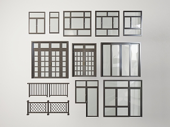 Modern window combination casement window door floor window plastic steel window glass partition door and window balcony door and window broken bridge aluminum window 3d model