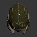 Green Military Style Helmet With Metallic Face Shield And Vintage Design