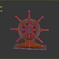 Orange Decorative Ship Steering Wheel As Household Decorative Item With Base
