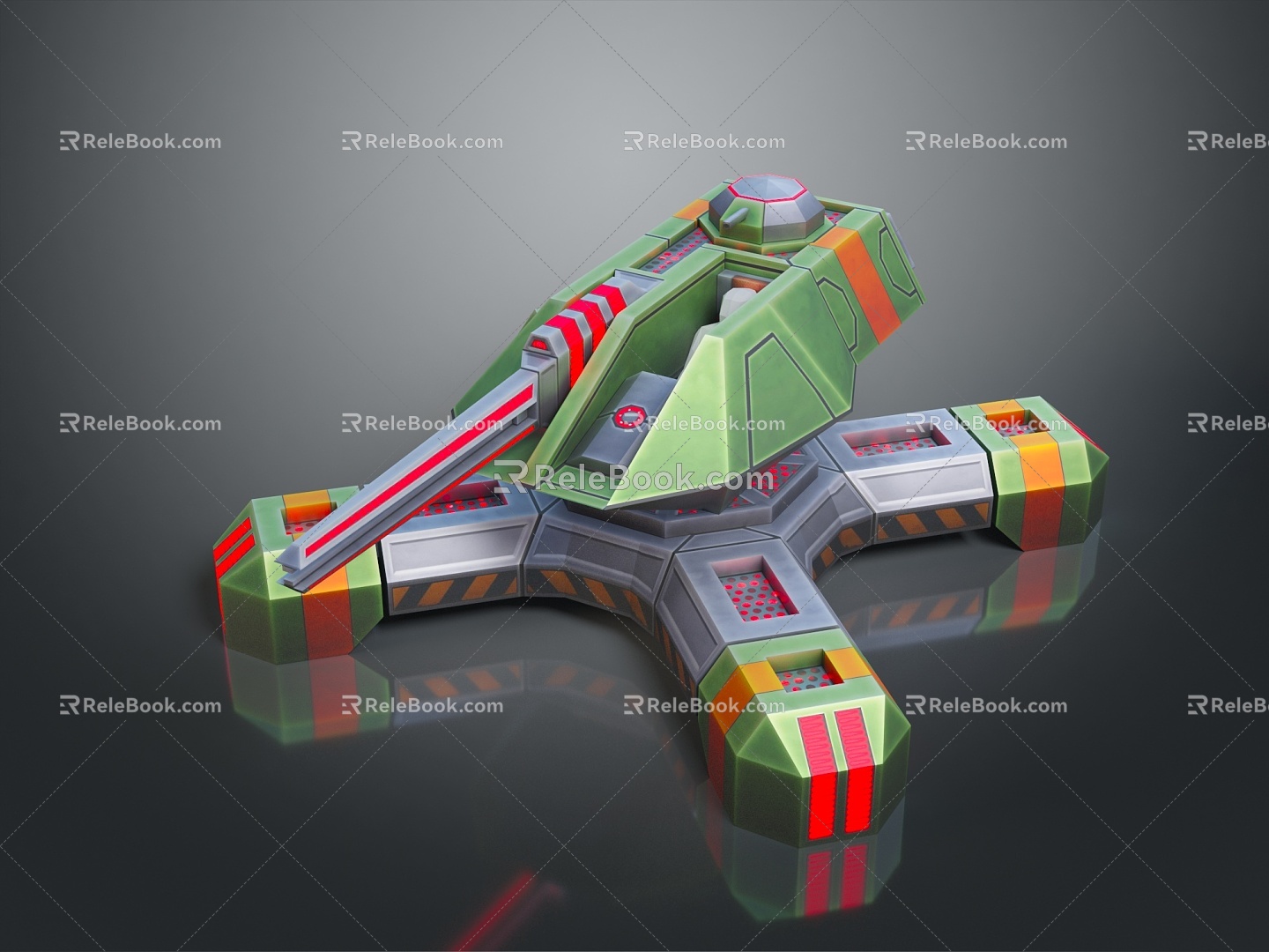 Turret Turntable Railgun Sci-fi Tower Defense Game Tower Defense Sci-fi Turret Game Turret Game Battery 3d model