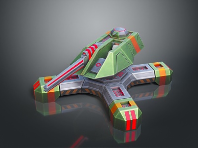 Turret Turntable Railgun Sci-fi Tower Defense Game Tower Defense Sci-fi Turret Game Turret Game Battery 3d model