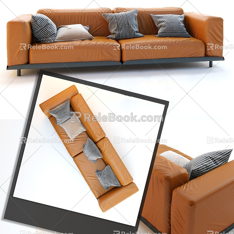 Leather Sofa Double Sofa 3d model