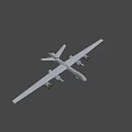 Large Commercial Airplane Top View With Four Engines And Long Wings On Dark Background