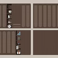 Modern Dark Brown Wardrobe With Multiple Glass Doors And Storage Shelves