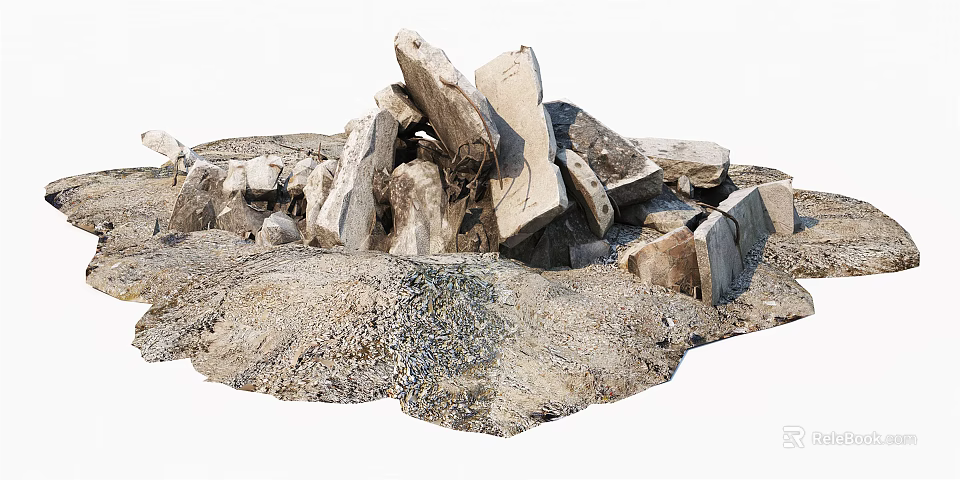 Raw Construction Stone Blocks Stacked As Building Components For Construction Projects 3d model