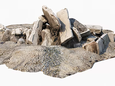 Raw Construction Stone Blocks Stacked As Building Components For Construction Projects 3d model