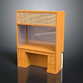 Wooden Storage Cabinet With Woven Lattice Top Glass Door And Lower Drawers