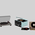 record player phonograph vinyl record CD disc 3d model