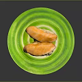 Delicious Fresh Salmon Sushi Two Pieces Served on Green Plate
