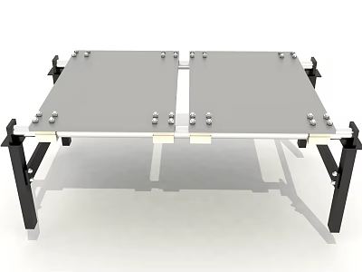 Hardware Tools Metal Workbench with Black Brackets and Silver Tabletop Sturdy Design 3d model