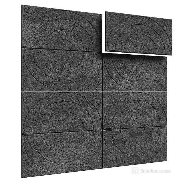 Gray Textured Wall Decor Panels With Circular Patterns And Geometric Design 3d model 