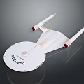 Starship Model With Disc Shaped Hull White Engines Red Thrusters And NCC 1701