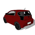 Red Compact Car With Modern Stylish Design And Black Wheels 3d model